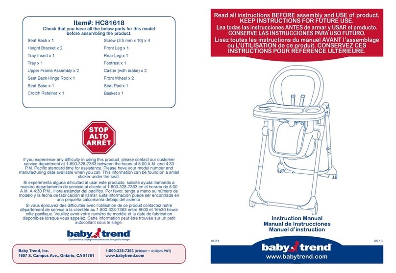 Baby Trend HC81618 User manual
