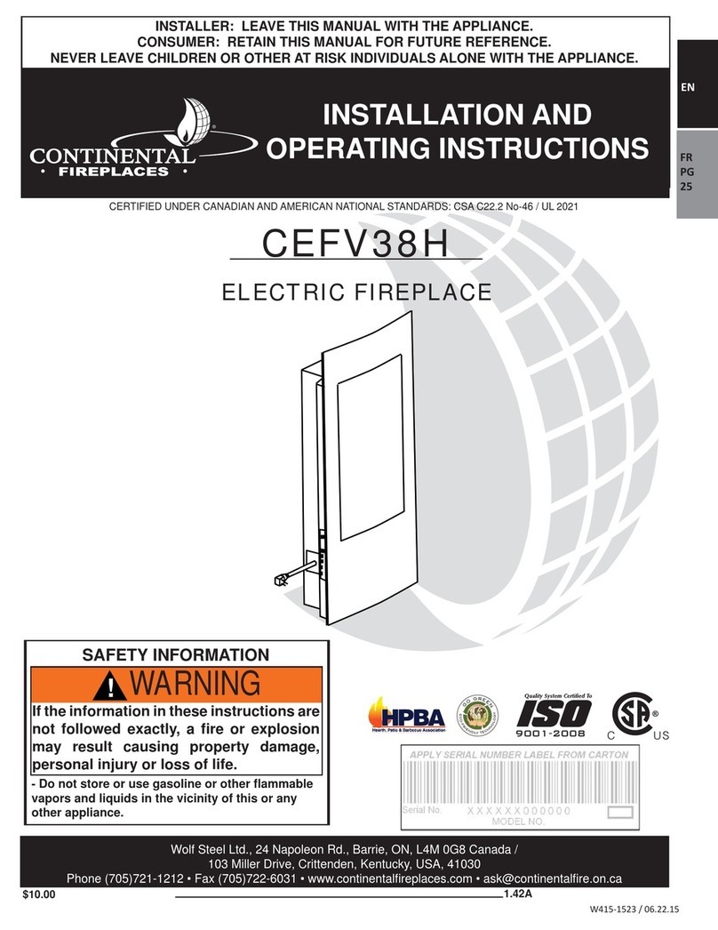 Continental Fireplaces CEFV38H User manual