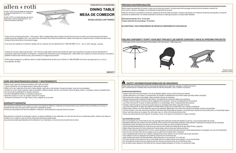 Allen + Roth FTS90653 User manual