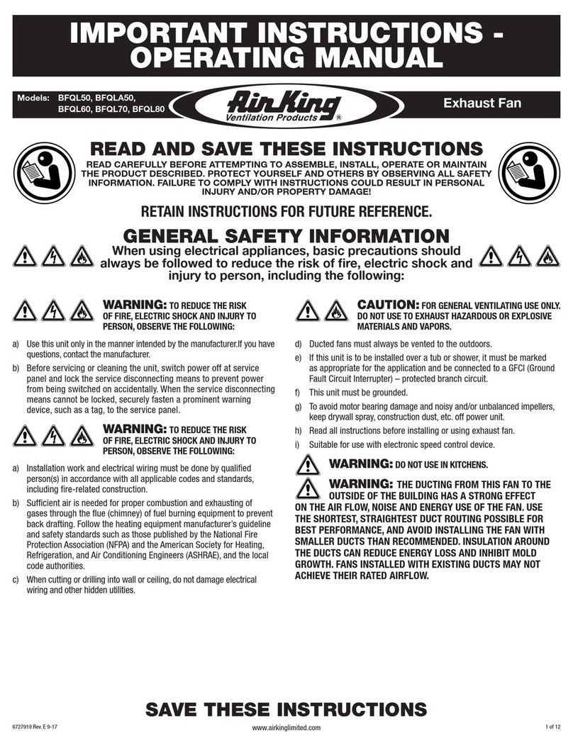 Air King BFQL50 operating manual Air King BFQL50 operating manual