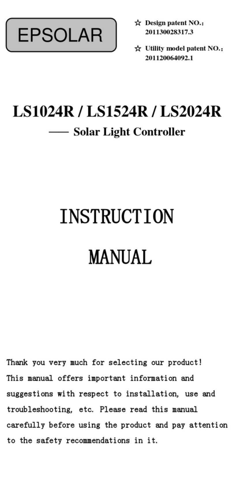 EP Solar LS1024R User manual