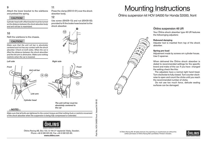 Ohlins suspension kit HOV 5A000 User manual