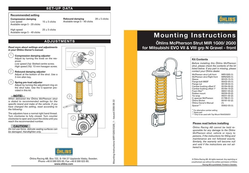 Ohlins McPherson Strut MIR 1G00 Mounting instructions