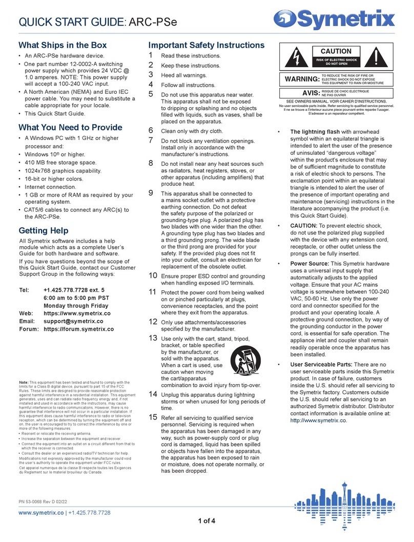 Symetrix ARC-PSe quick start guide