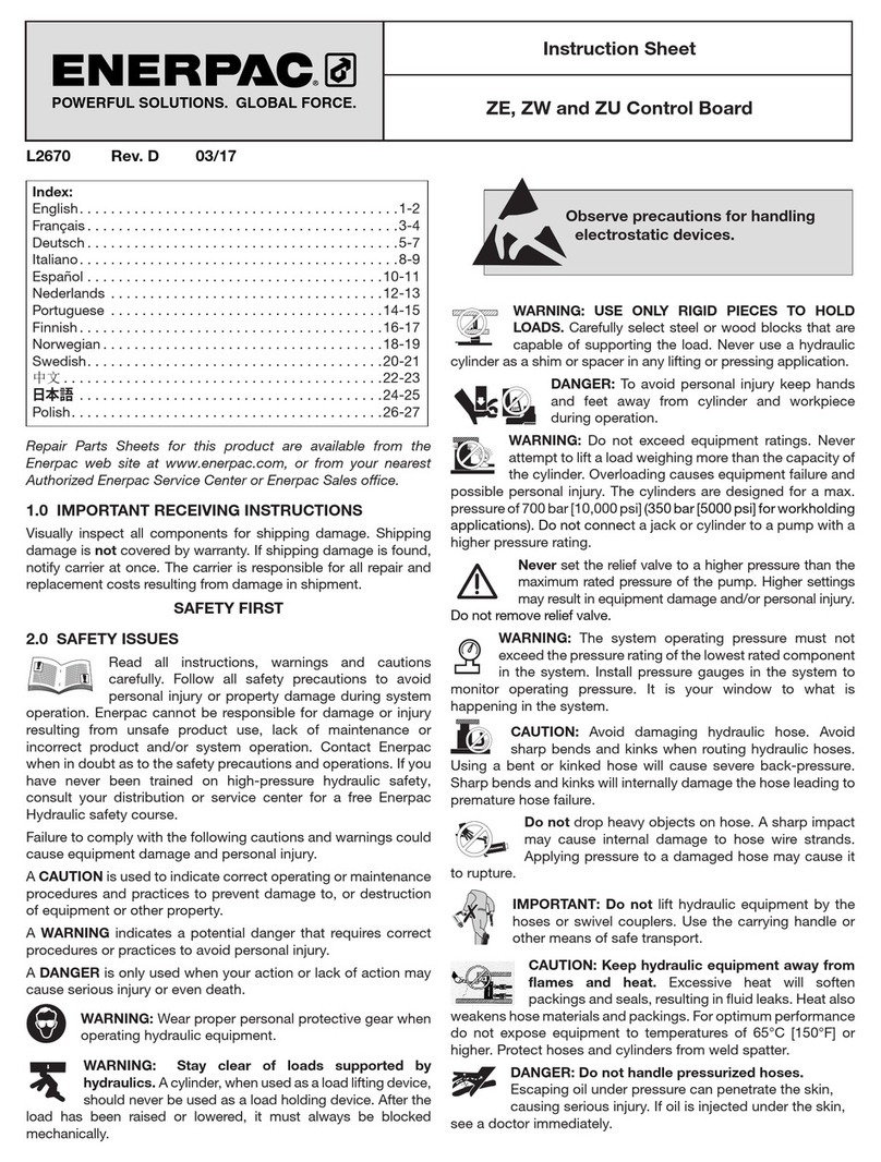 Enerpac ZE instruction sheet