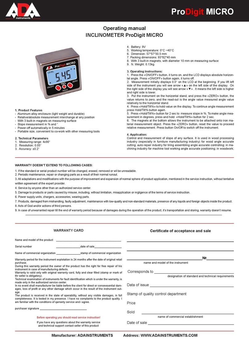 ADA INSTRUMENTS ProDigit MICRO User manual ADA INSTRUMENTS ProDigit MICRO User manual