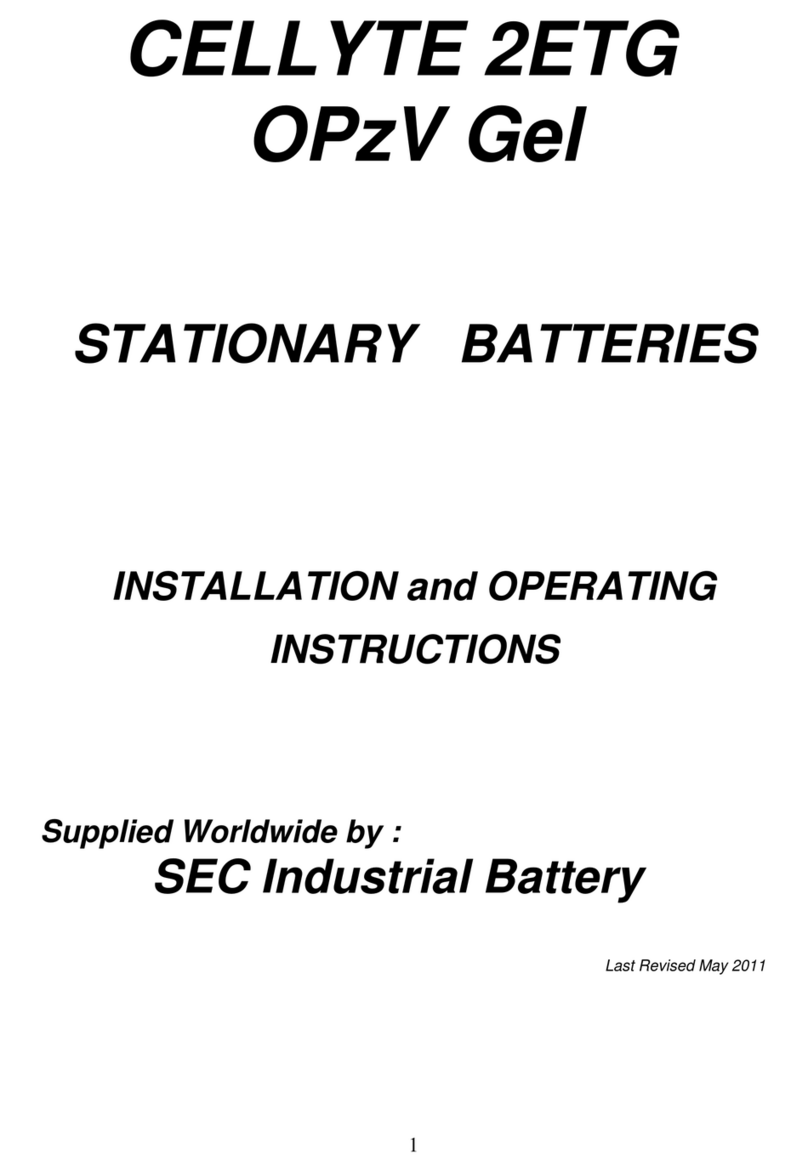 SEC CELLYTE 2ETG OPzV Gel Installation and operating instructions