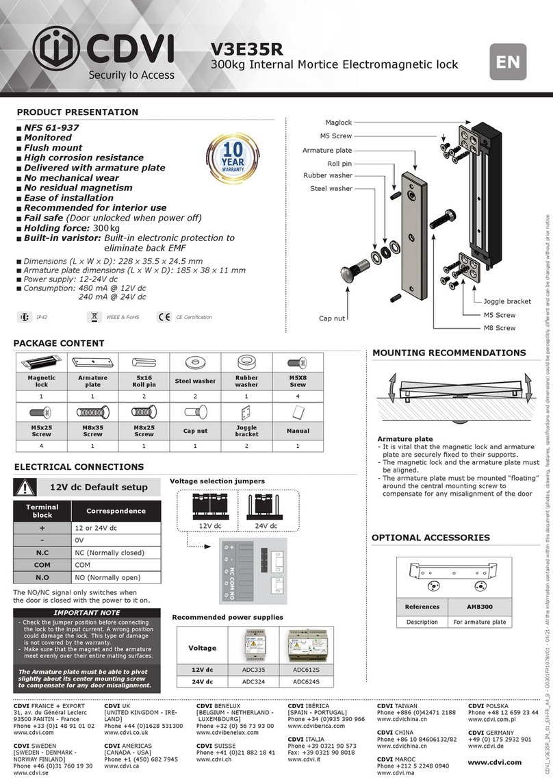 CDVI V3E35R User manual