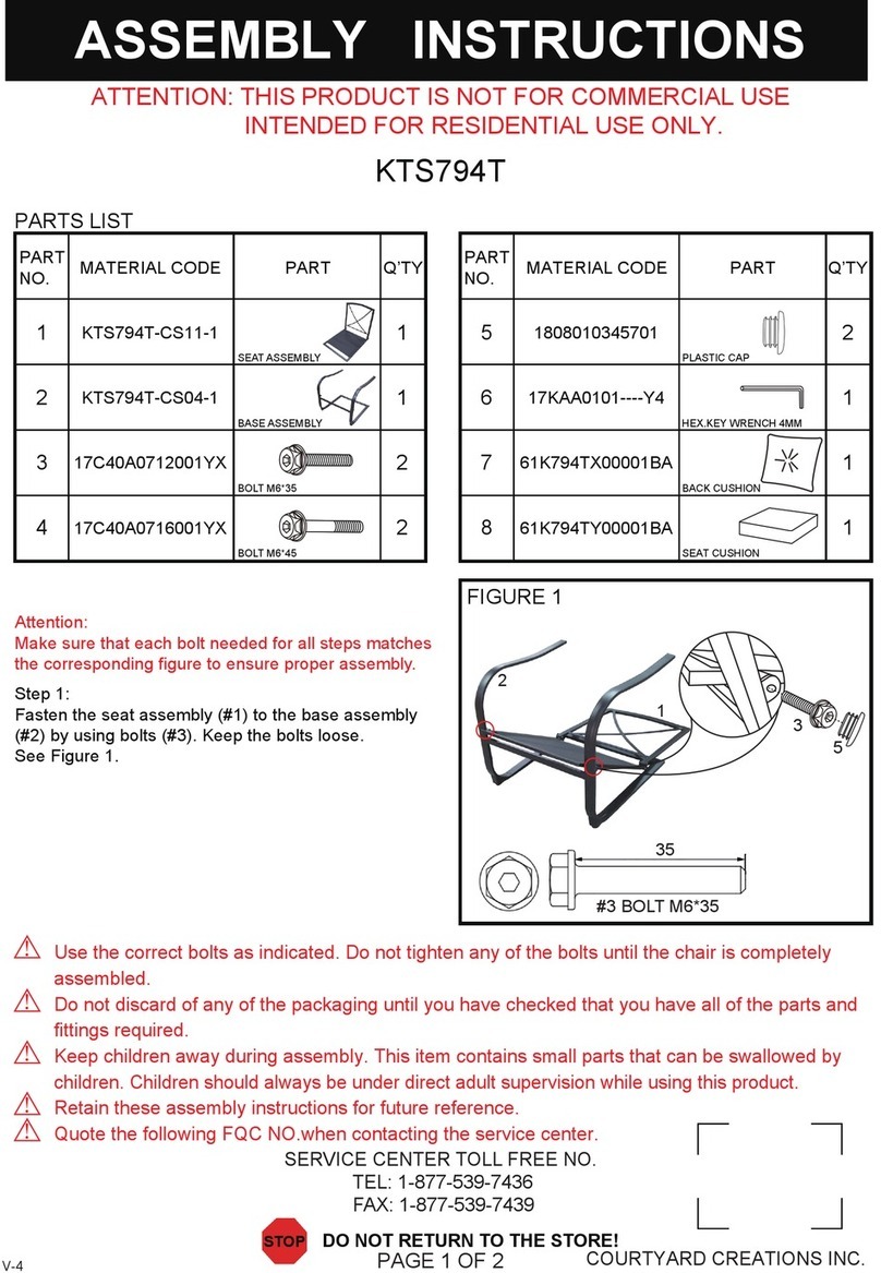 Courtyard Creations KTS794T Assembly instructions Courtyard Creations KTS794T Assembly instructions