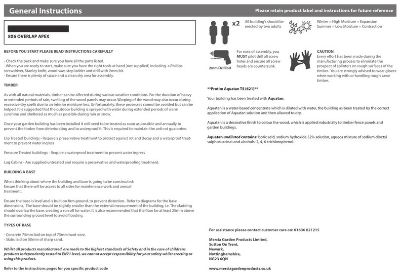 Mercia Garden Products 01OVLPA0806DDFW-V2 Instruction manual