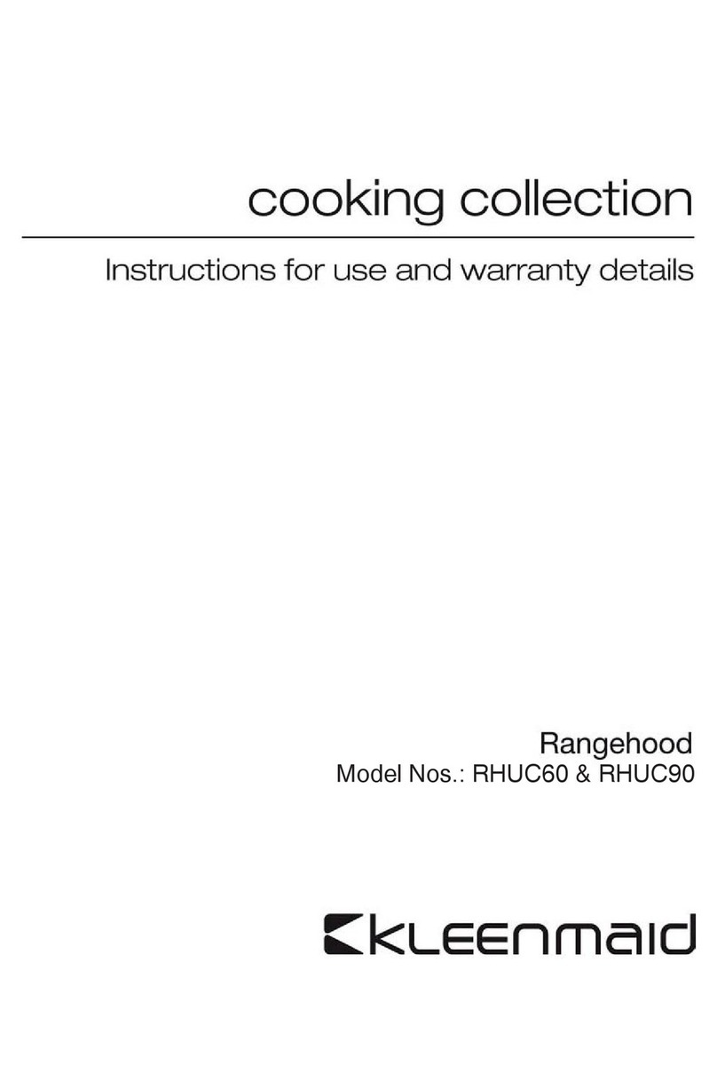 Kleenmaid RHUC60 Instructions for use and warranty details Kleenmaid RHUC60 Instructions for use and warranty details