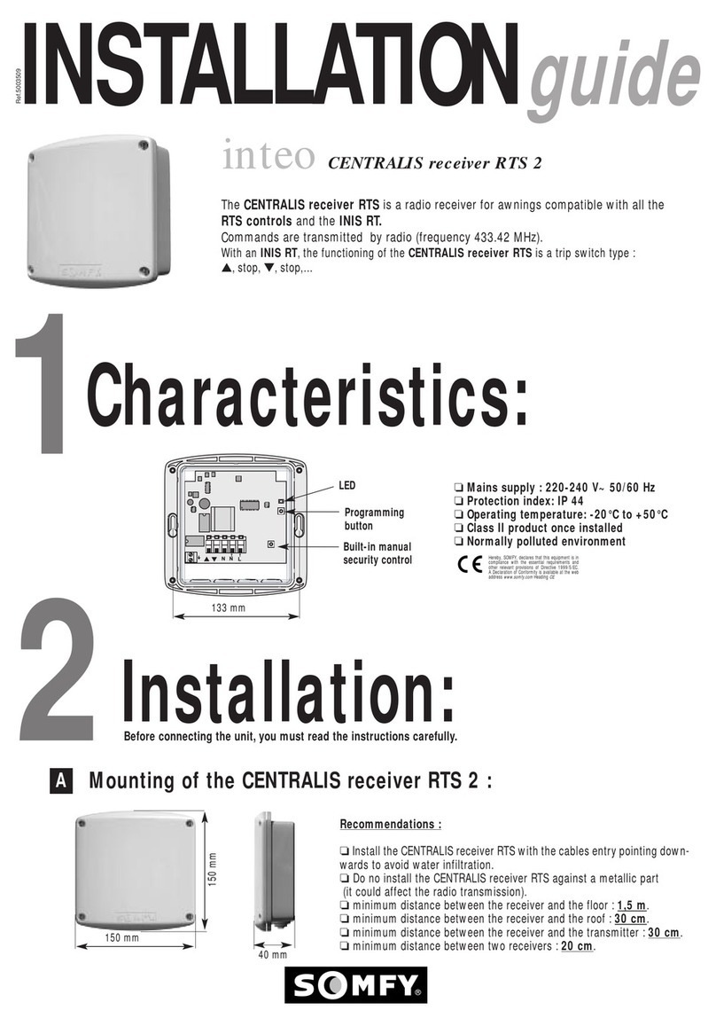 SOMFY inteo CENTRALIS receiver RTS 2 installation guide