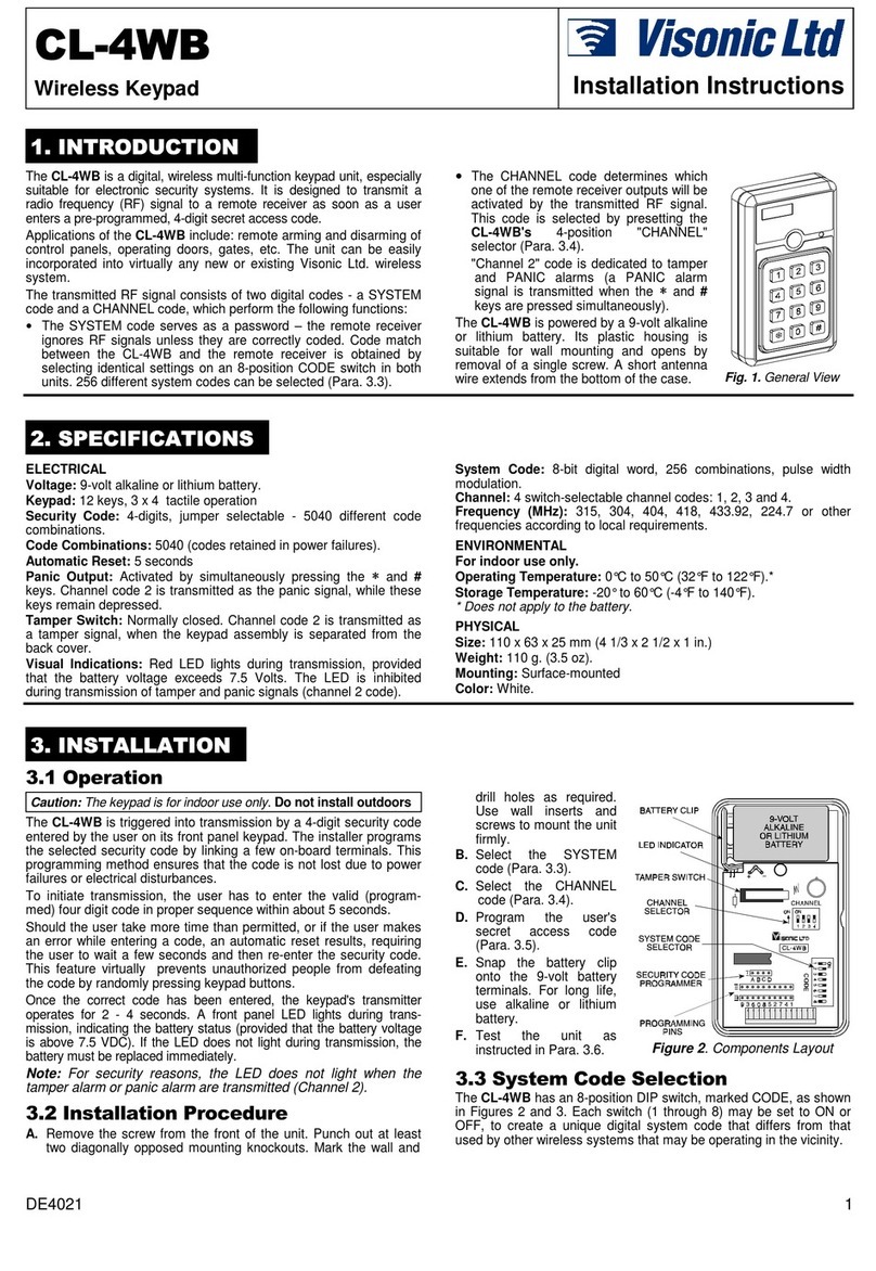 Visonic CL-4WB User manual