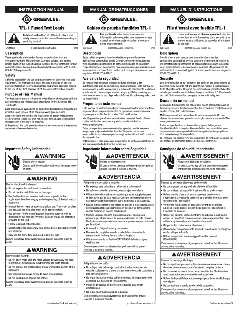 Greenlee TFL-1 instruction manual