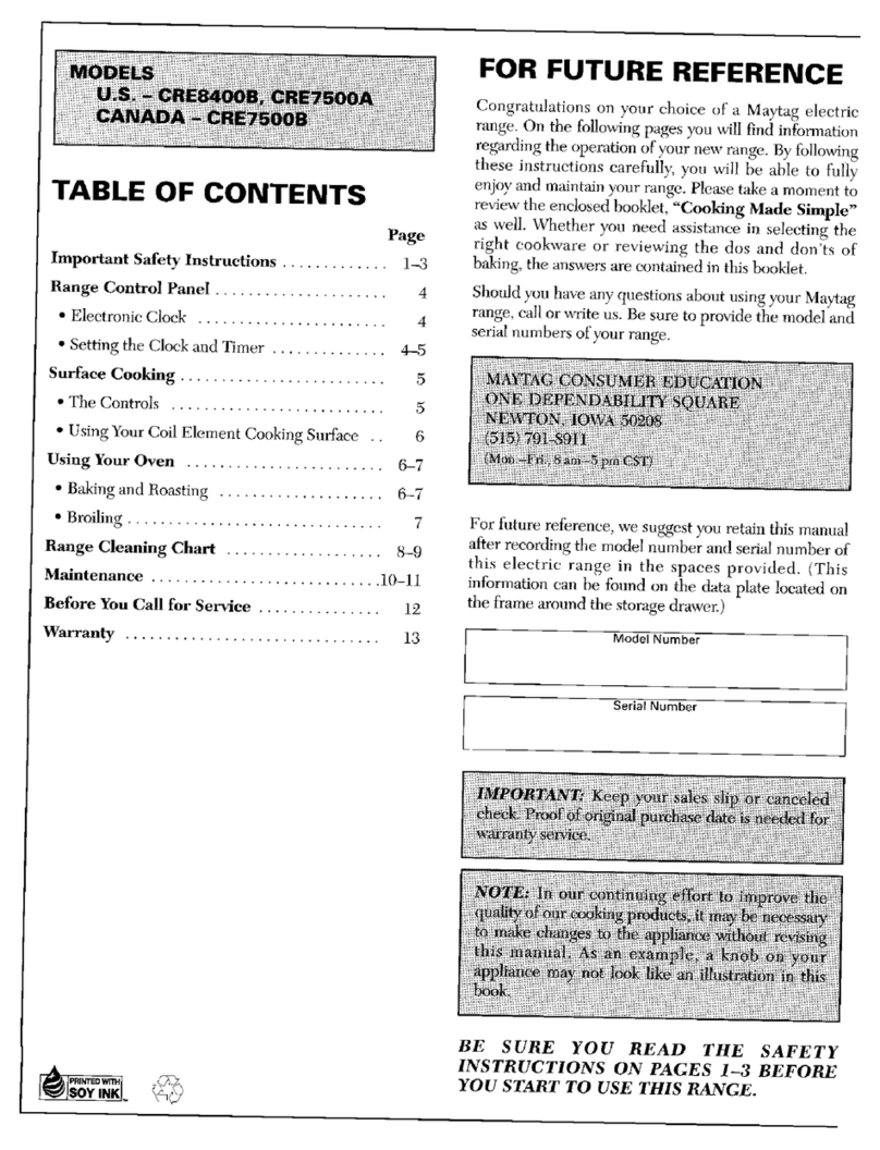 Maytag CRE8400B User manual