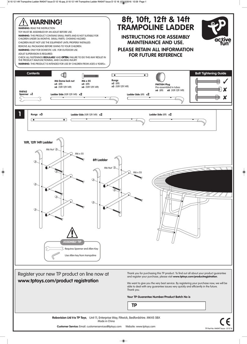 TP Toys active fun 8ft Trampoline Ladder Instructions for assembly maintenance and use TP Toys active fun 8ft Trampoline Ladder Instructions for assembly maintenance and use
