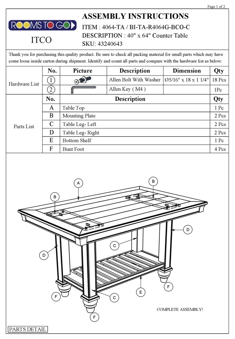 ROOMS TO GO 4064-TA Assembly instructions
