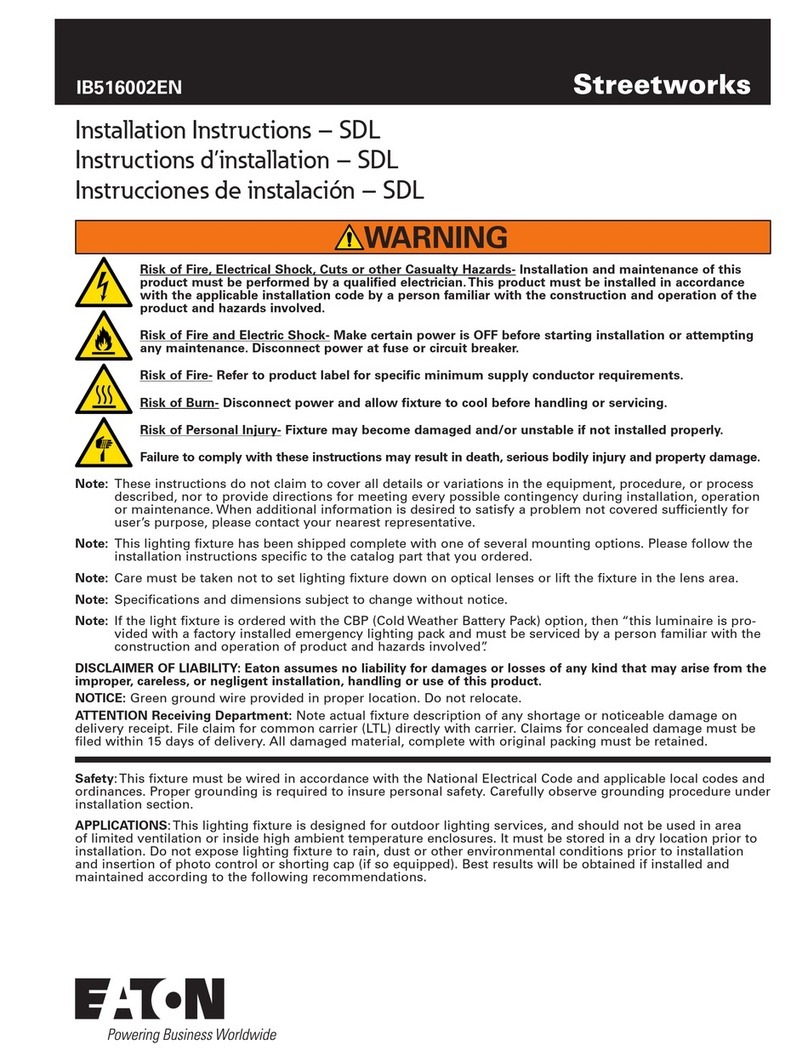 Eaton Streetworks SDL LED Arm Mount installation instructions Eaton Streetworks SDL LED Arm Mount installation instructions