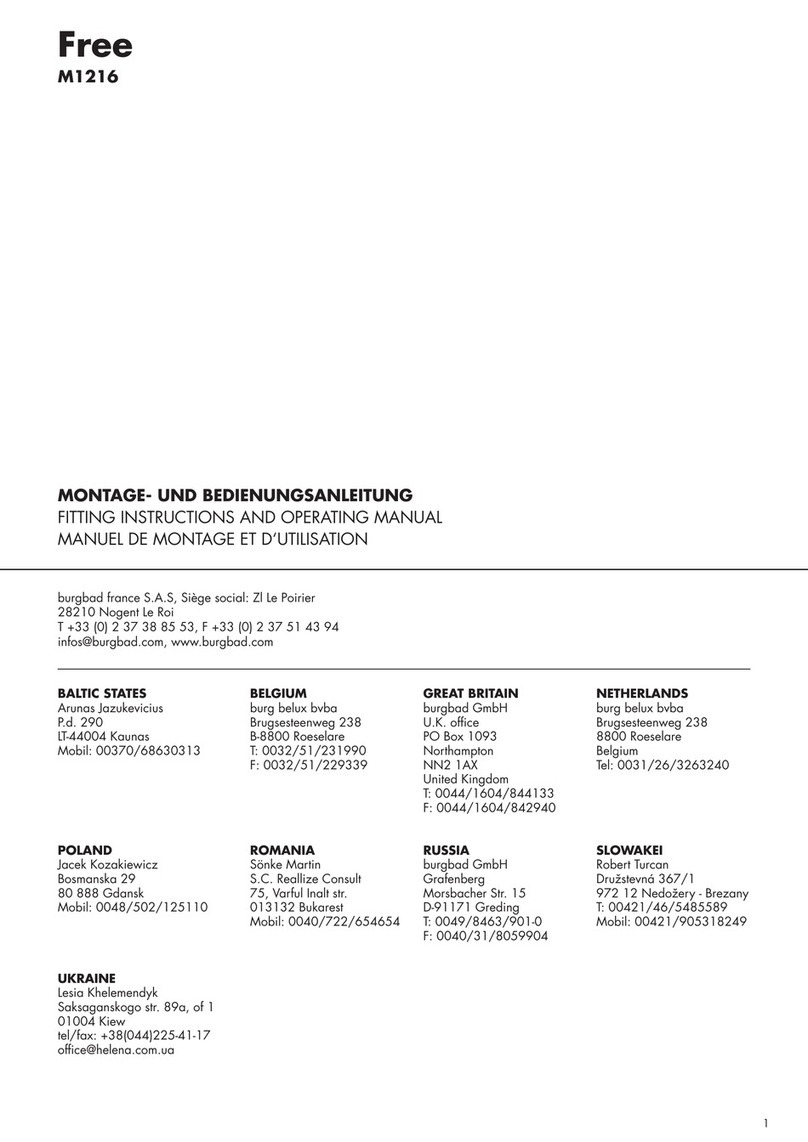 burgbad Free M1216 FITTING INSTRUCTIONS AND OPERATING MANUAL