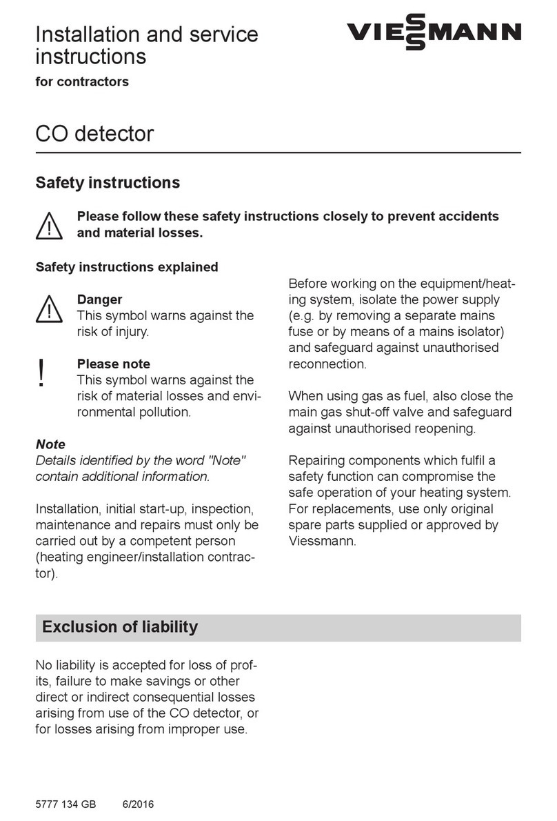 Viessmann CO detector Installation and service instructions for contractors