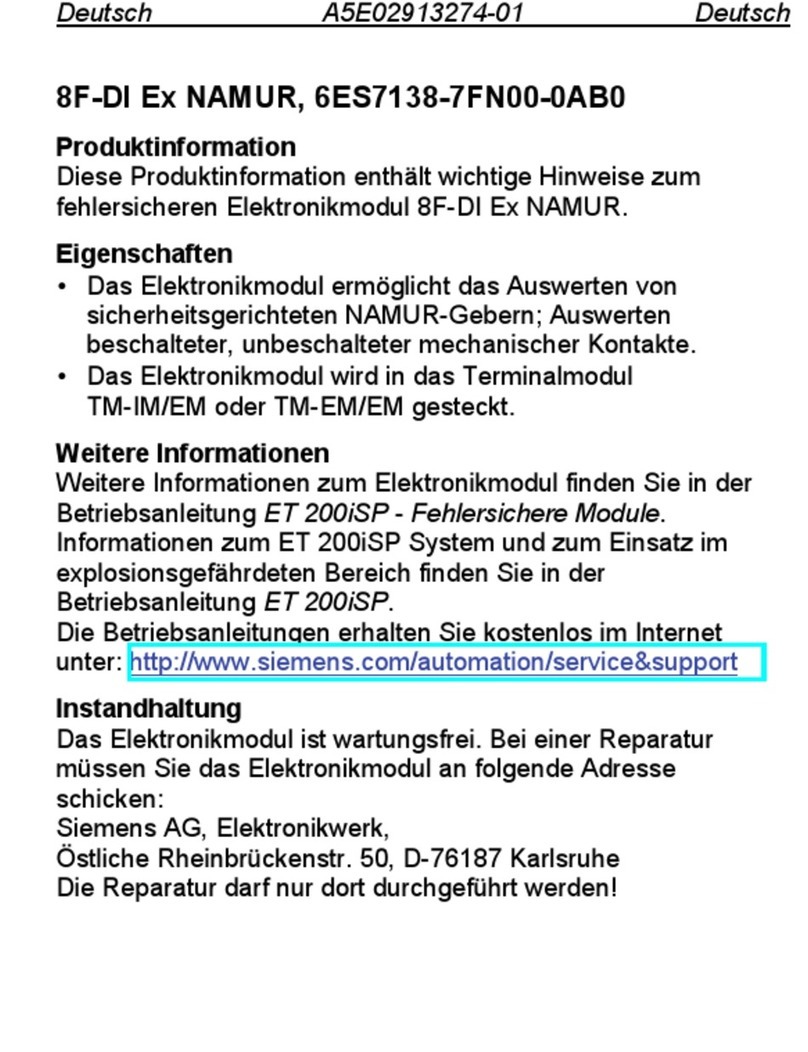 Siemens 8F-DI Ex NAMUR User manual