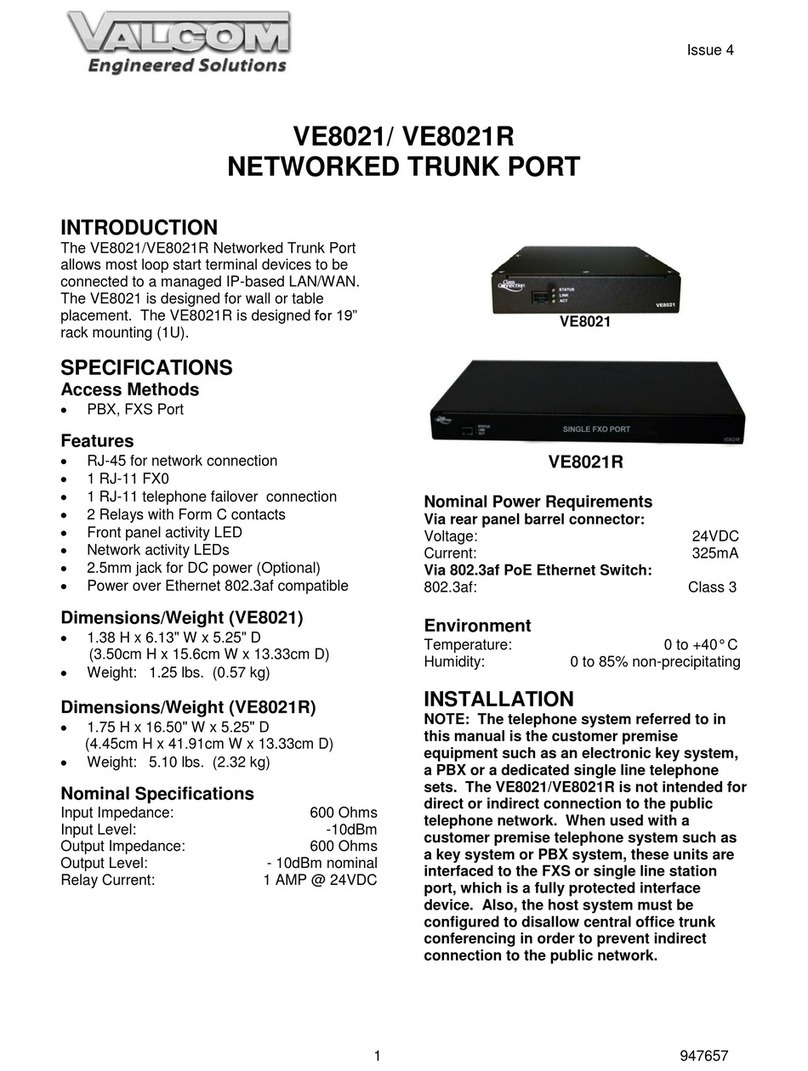 Valcom VE8021 User manual