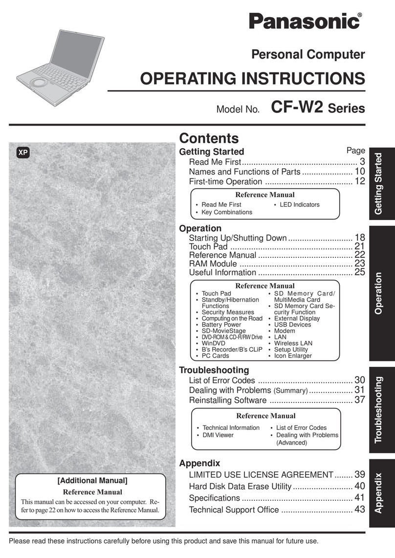 Panasonic CF-W2 Series User manual Panasonic CF-W2 Series User manual