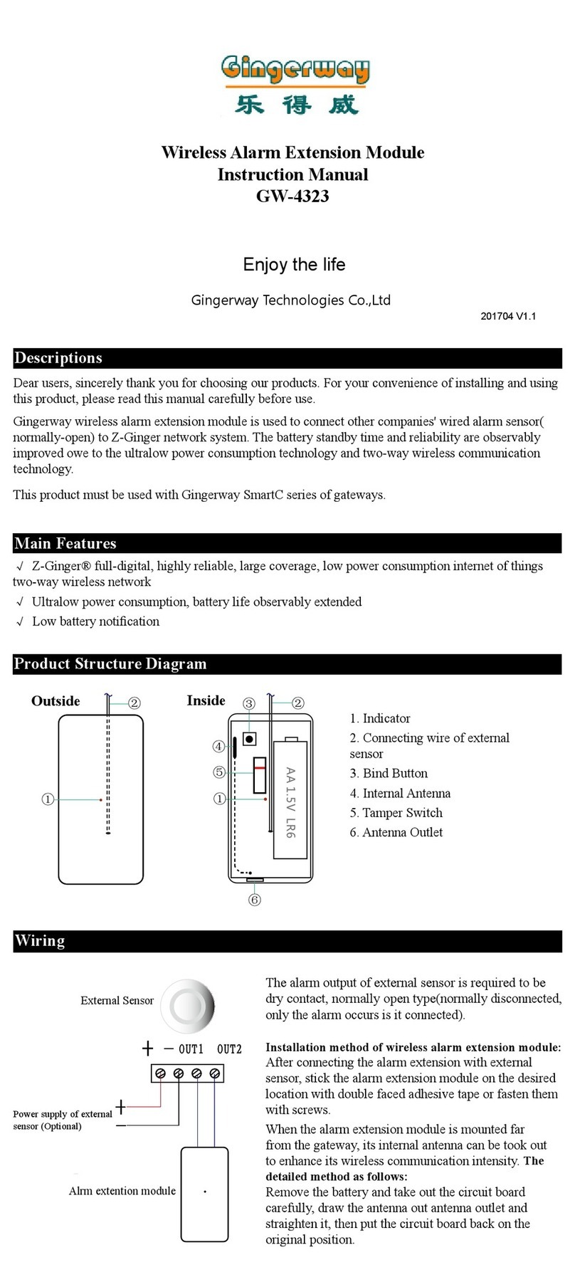 Gingerway GW-4323 instruction manual