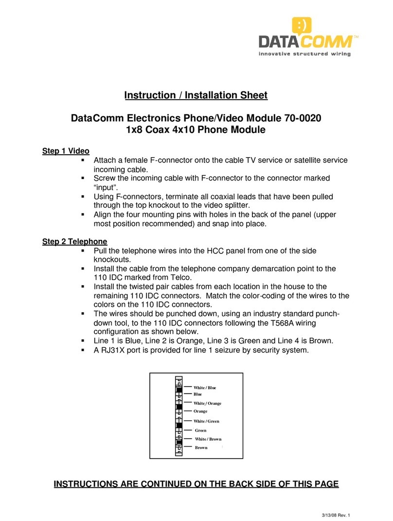 DataComm 70-0020 Instruction/installation sheet