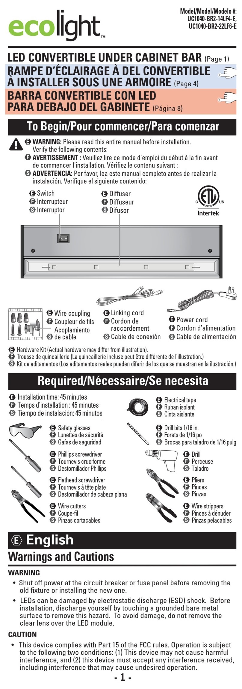 ecolight UC1040-BR2-14LF4-E manual