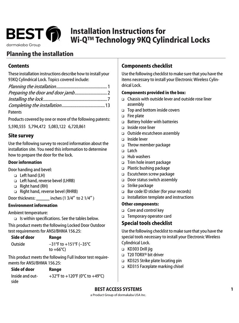 BEST ACCESS SYSTEMS 9KQ User manual