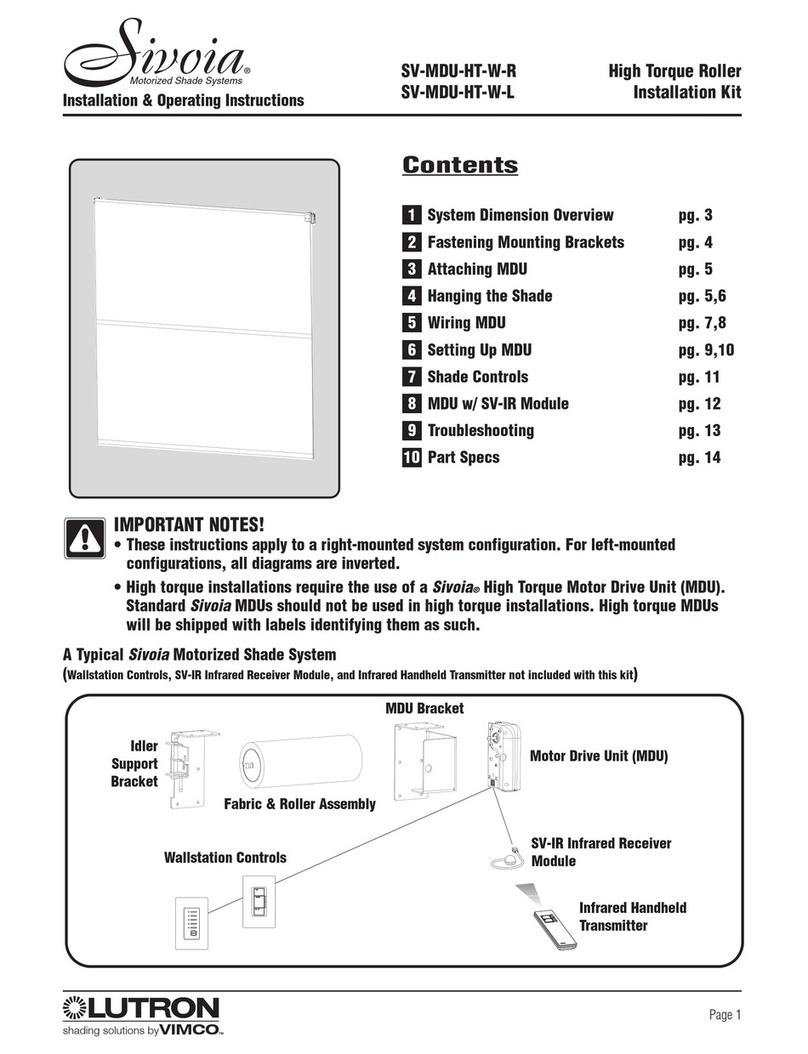 Vimco LUTRON Sivoia SV-MDU-HT-W-R Installation & operating instructions