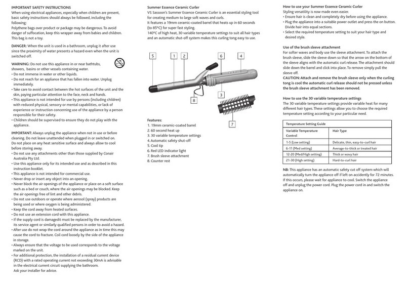 VS Sassoon Summer Essence User manual