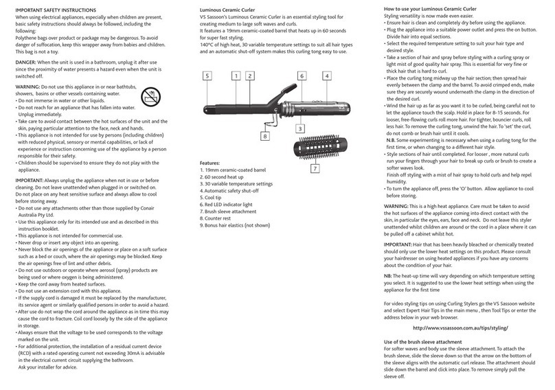 VS Sassoon Luminous VSCD16HMA manual
