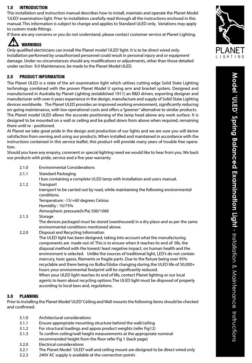 Planet Lighting ULED Series Installation and operating instructions