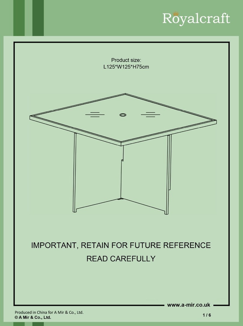 Royalcraft Deluxe Square Cube Table User manual Royalcraft Deluxe Square Cube Table User manual
