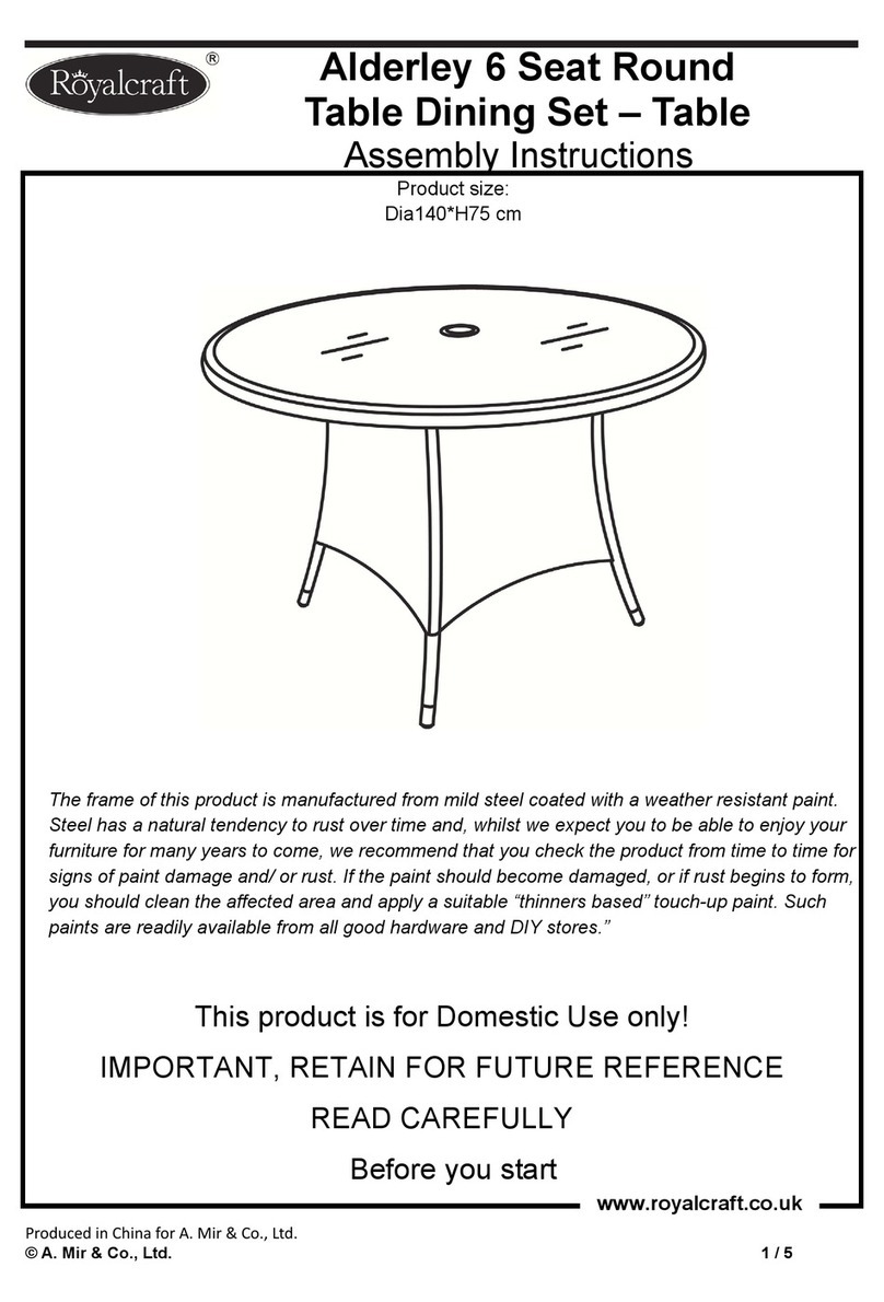 Royalcraft Alderley 6 Seat Round Table Dining Set –... User manual Royalcraft Alderley 6 Seat Round Table Dining Set –... User manual