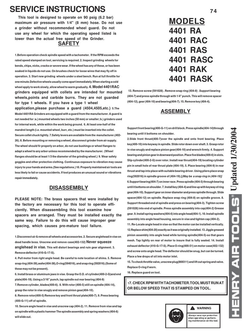 Henry Tools 4401 RA Service instructions