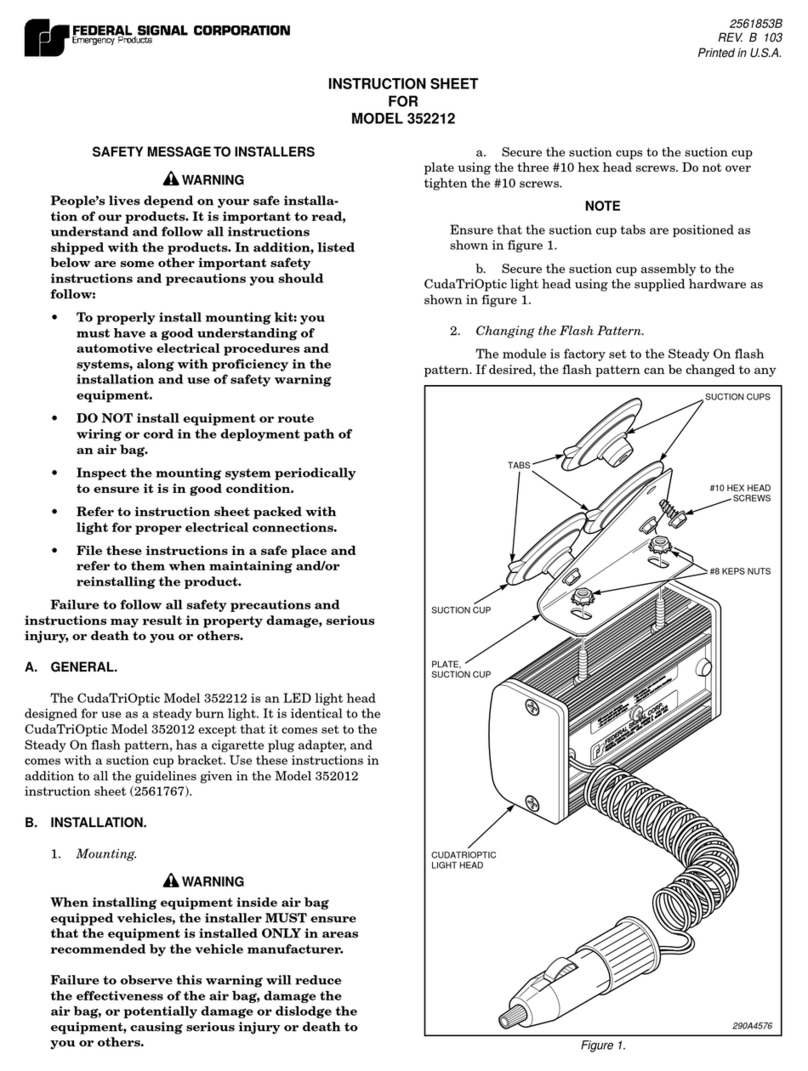 Federal Signal Corporation CudaTriOptic 352212 instruction sheet