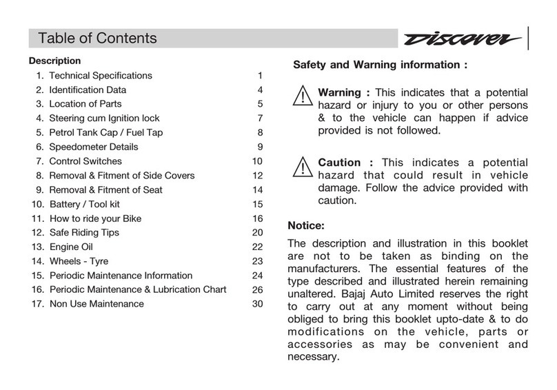 Bajaj Discover 110 User manual