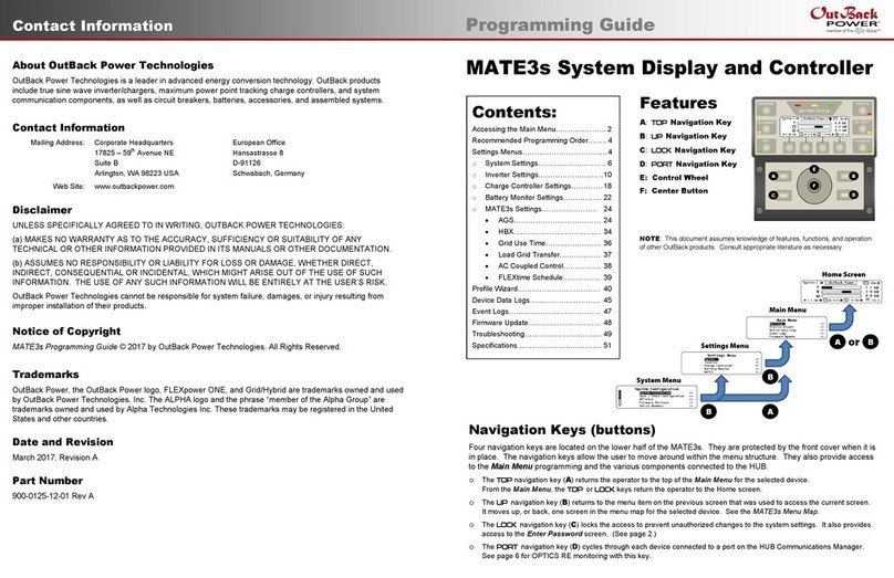 Alpha Group Out Back Power MATE3s Operating instructions