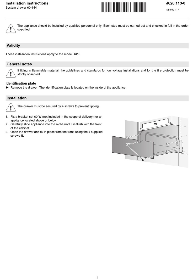 V-ZUG System drawer 60-144 installation instructions V-ZUG System drawer 60-144 installation instructions