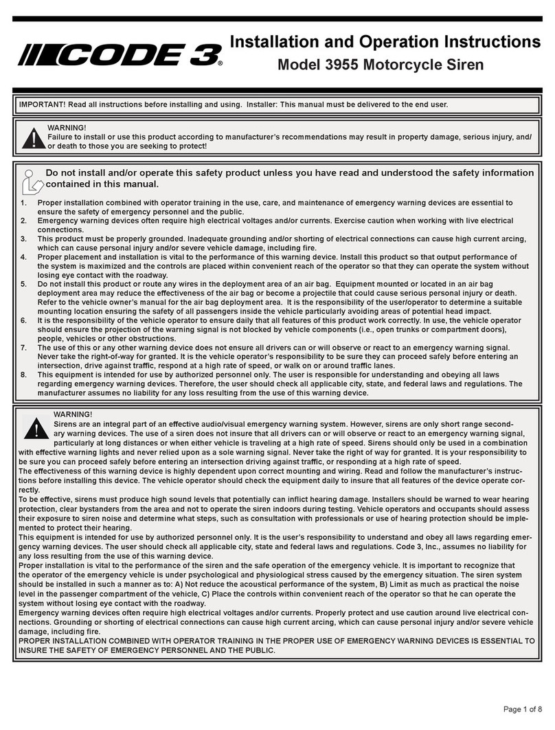 Code 3 3955 Installation and operation instructions