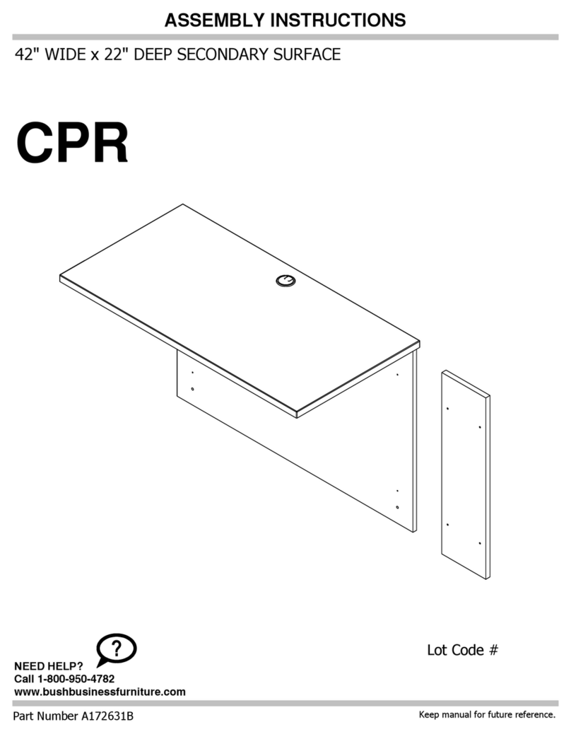 BUSH FURNITURE CPR 42 WIDE x 22 DEEP SECONDARY SURFACE Assembly instructions