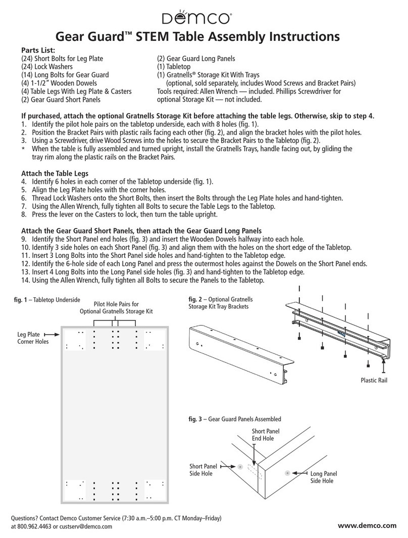 Demco Gear Guard STEM Table Assembly instructions