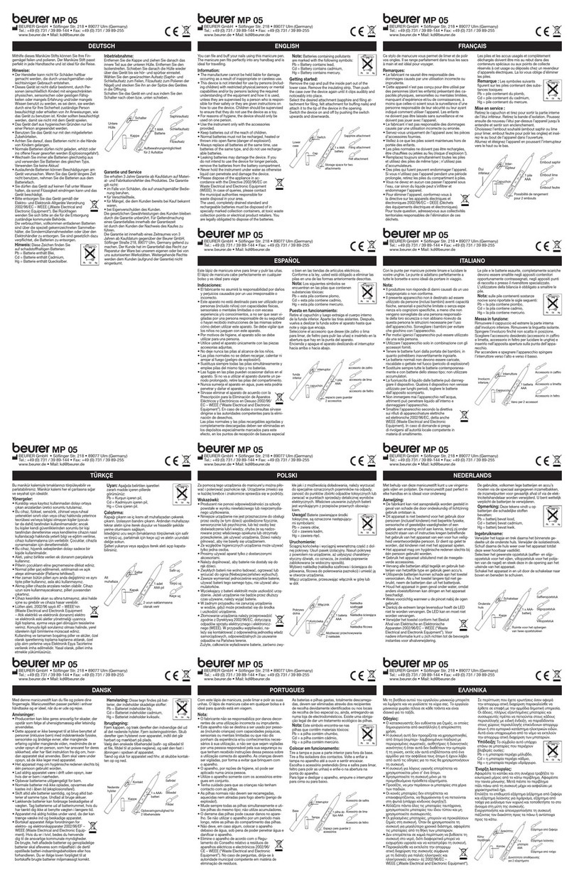 Beurer MP 05 quick start guide