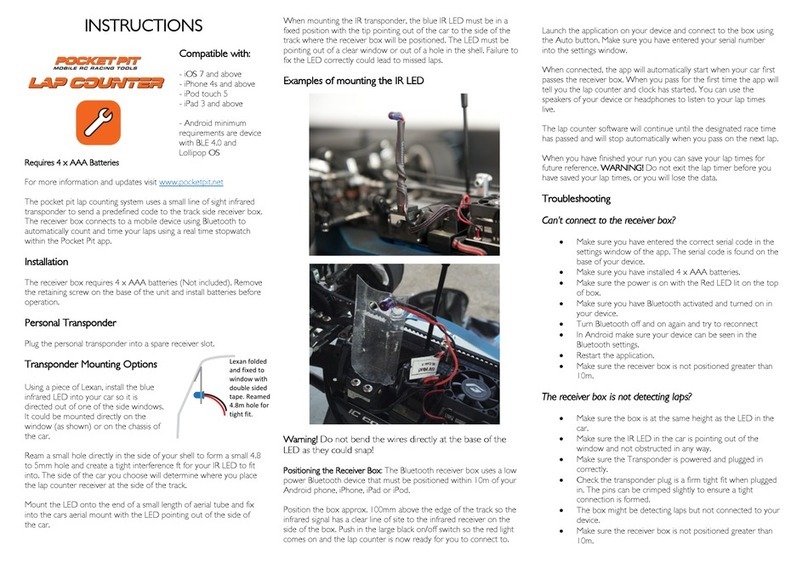 Pocket Pit LAP COUNTER User manual