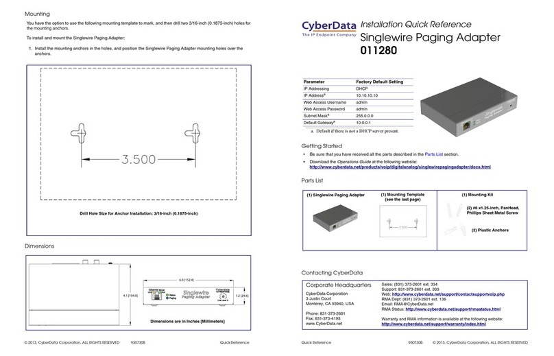 CyberData 11280 Installation quick reference