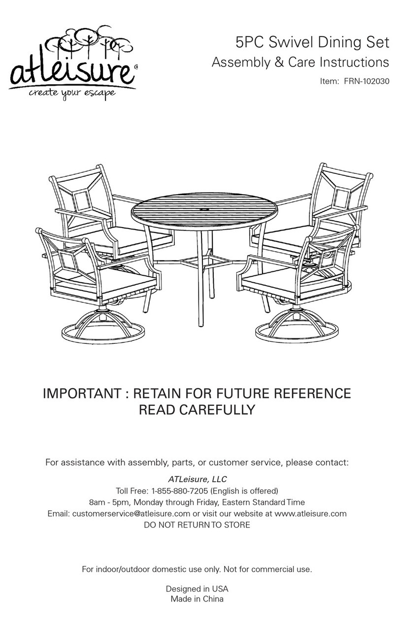 Atleisure 5PC Swivel Dining Set FRN-102030 Installation guide Atleisure 5PC Swivel Dining Set FRN-102030 Installation guide
