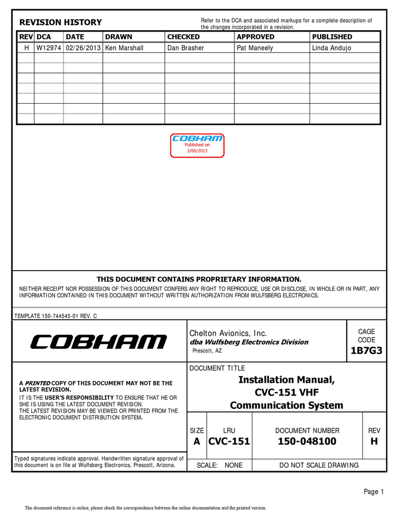 COBHAM FliteLine CVC-151 installation manual COBHAM FliteLine CVC-151 installation manual